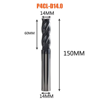 Solid Carbide Roughing End Mill 4 Flute CNC Milling Cutter Bits Router Bit for 50 Hrc Metal Roughing Machining 6Mm to 20Mm