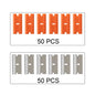 100Pcs Razor Blades Safety Scraper Glue Knife Glass Cleaner Replacement Carbon Steel Blade Ceramic Car Labels Remover E13
