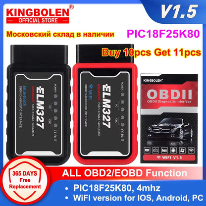 ELM327 V1.5 Car Code Reader BT Wifi ELM 327 PIC18F25K80 Chip OBDII Diagnostic Tool for Iphone/Android PK ICAR2 OBDSCAN Scanner