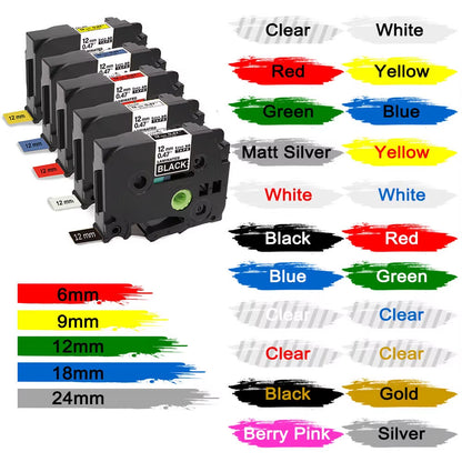 Fimax 31 Colors 231 Label Tape TZE231 431 531 631 12Mm Tape Compatible for  Ptouch Label Maker Ribbon Tze231 for PTH110