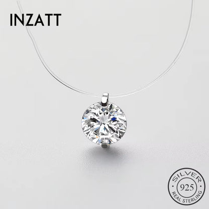 925 Sterling Silver Zircon Crystal Pearl Pendant Choker Necklace Transparent Fishing Line 2020 Fine Jewelry for Women