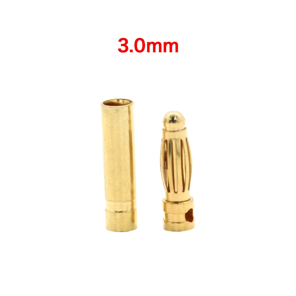 20Pcs/Lot 2.0Mm 3.0Mm 3.5Mm 4.0Mm 5.5Mm 6.0Mm 8.0MM Gold Bullet Banana Connector Plug for ESC Lipo RC Battery Plugs (10 Pair)