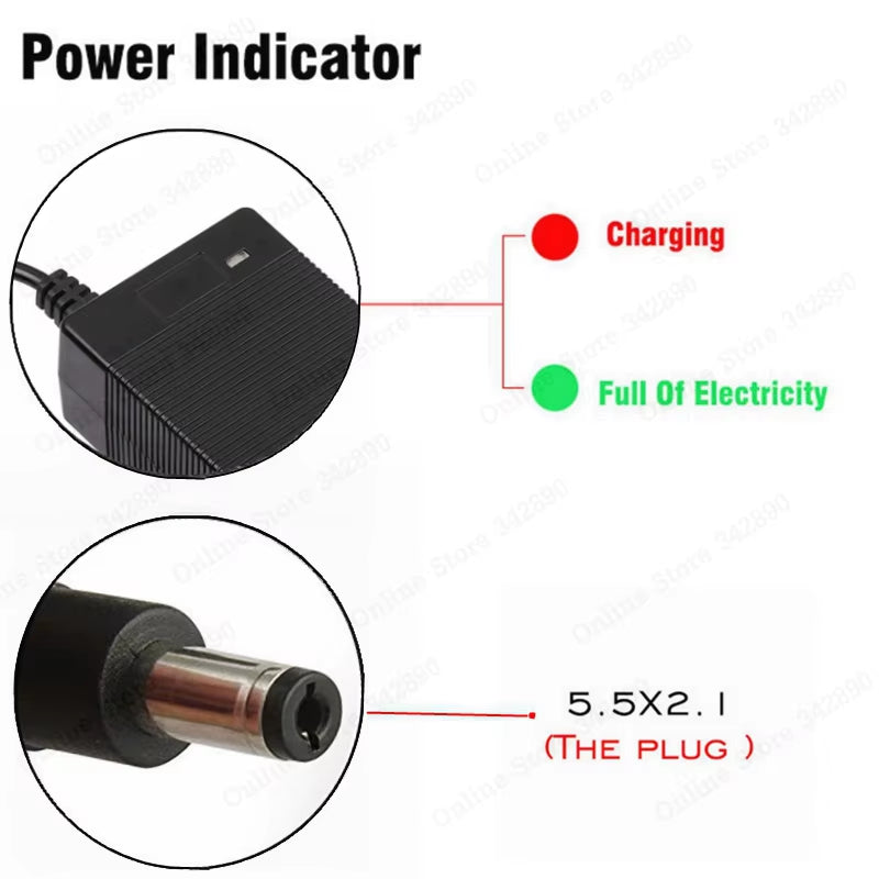 36V 2A Battery Charger Output 42V 2A Charger Input 100-240 VAC Lithium Li-Ion Li-Poly Charger for 10Series 36V Battery