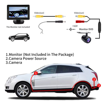Reverse Camera Front Rearview Car Night Vision with Built-In Distance Scale Lines Universal Waterproof HD System