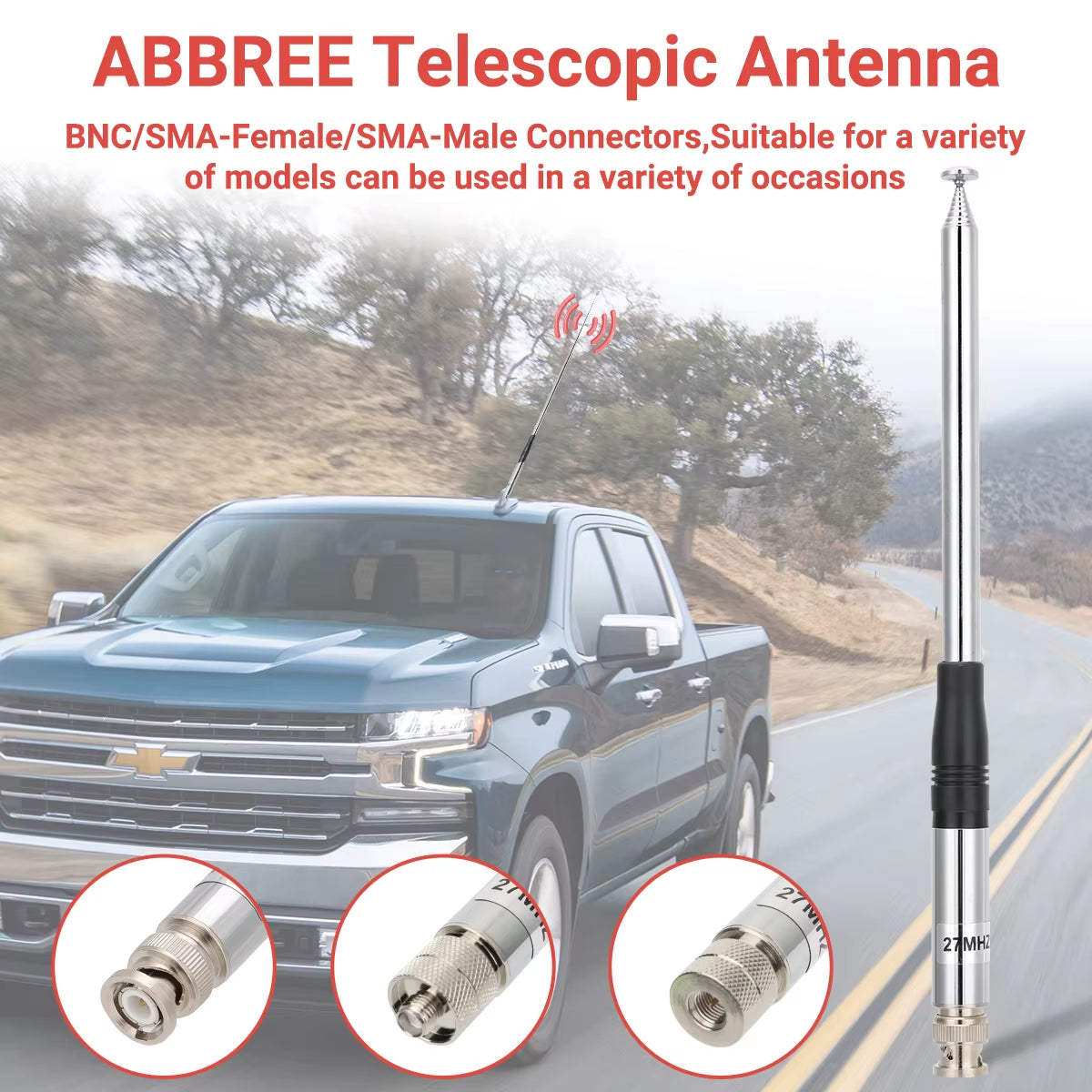 27Mhz Sma-Female/Sma-Male/Bnc Handheld Telescopic CB Antenna for Quansheng UV-K5 UV-K5(8) Baofeng UV-K61 Walkie Talkie