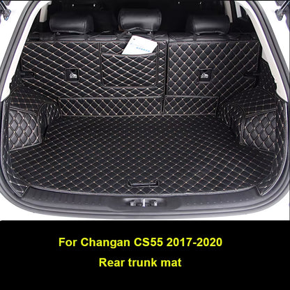 Car Trunk Mat Dustproof Rear Cargo Liner Pad Interior Deccor Protection Accessories PU Leather Carpet for Changan CS55 2020-2017