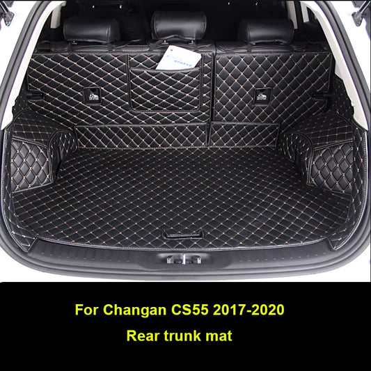 Car Trunk Mat Dustproof Rear Cargo Liner Pad Interior Deccor Protection Accessories PU Leather Carpet for Changan CS55 2020-2017