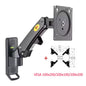 NB F120 17-27" Gas Spring Full Motion TV Wall Mount Bracket LCD Monitor Stand Aluminum Arm Bracket Silver 360 Rotate