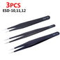 Anti-Static ESD Stainless Steel Tweezers Set Maintenance Tools Industrial Precision Curved Straight Tweezers Repair Tools Set