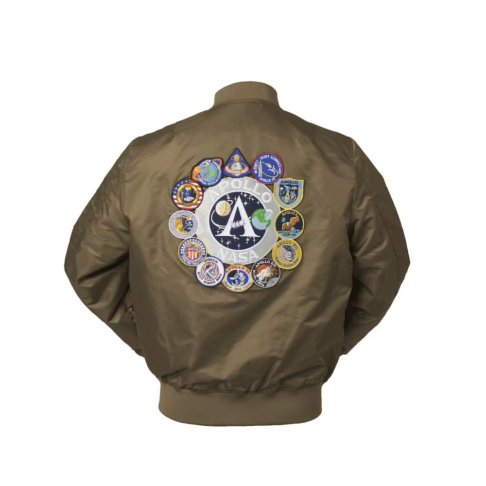 2025 New Autumn Apollo Thin 100Th SPACE SHUTTLE MISSION Thin MA1 Bomber Hiphop US Air Force Pilot Flight College Jacket for Men