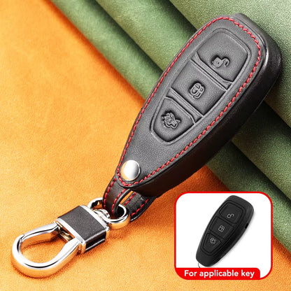 Car Styling Leather Key Chain Ring Cover Case Holder for Ford Focus 2 3 4 MK2 MK3 MK4 Kuga Edge Mondeo Fusion Ecosport Fiesta