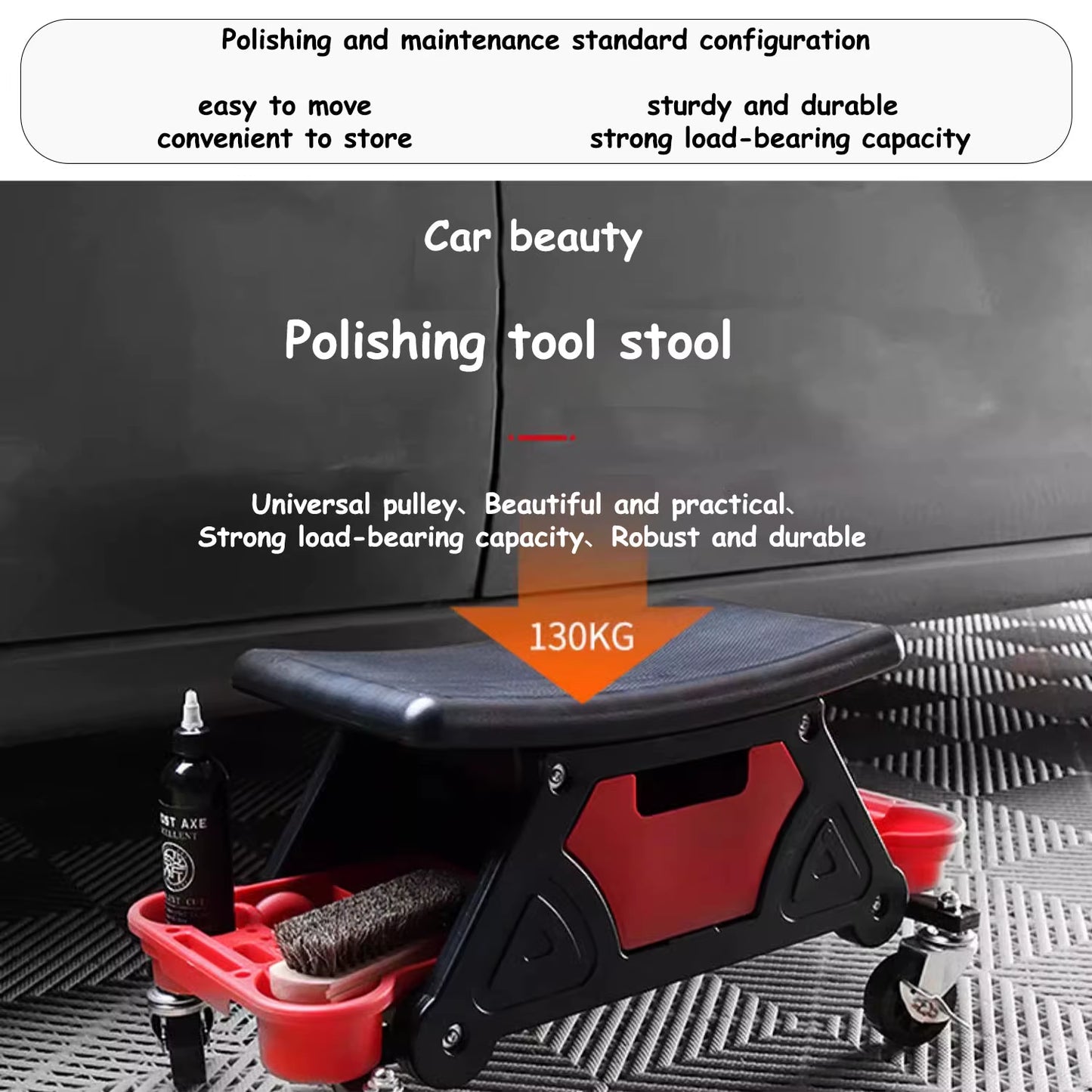 Car Beauty Repair Work Bench Polishing Film Storage Tool Matching Tray Drawer with Wheels Movable Mechanical Crawling Seat