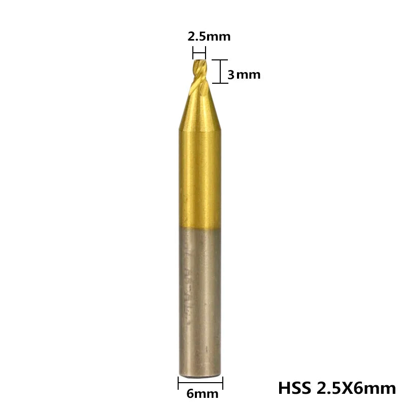 1Pc 6Mm Shank Titanium Coated Key Cutting Machine End Milling Cutter 1/1.5/2.0/2.5/3.0/4.0/5.0Mm Vertical Key Machine