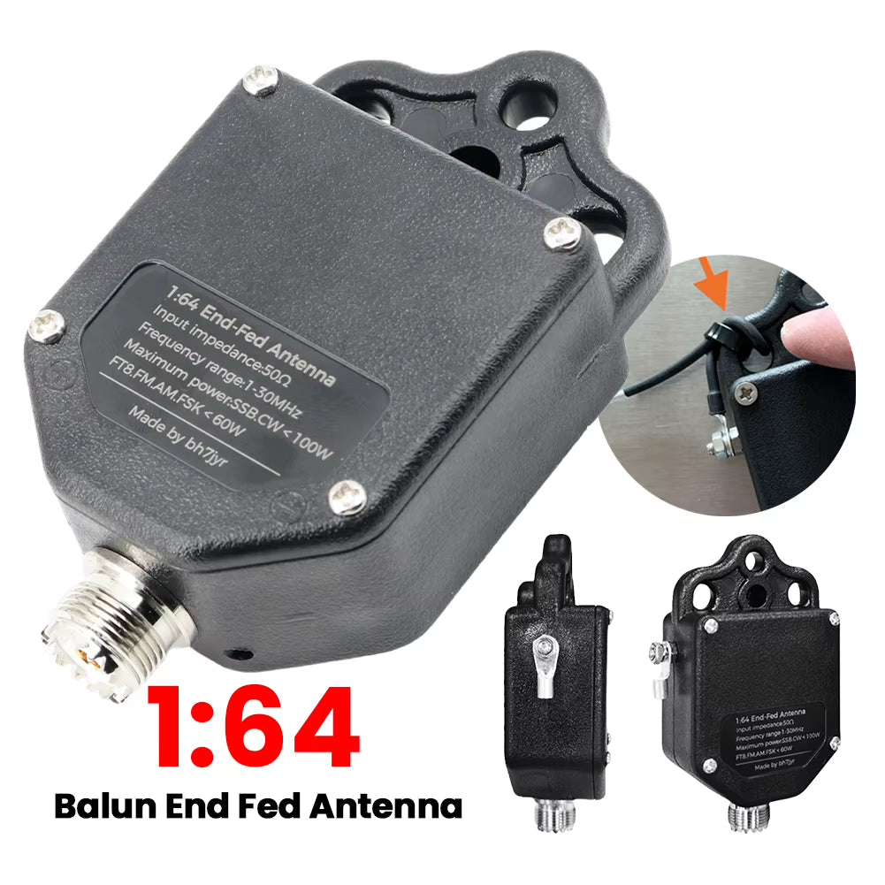 1:64 Balun End Fed Antenna 1Mhz to 30Mhz Portable 4-Band 8-Band HF End Fed Antenna 100W Power for Outdoor