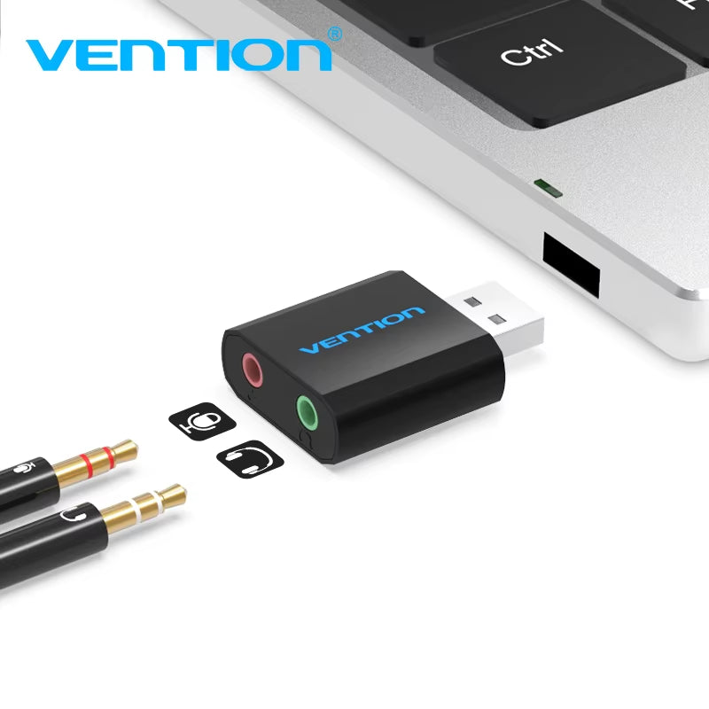 USB Sound Card USB Audio Interface External 3.5Mm Microphone Audio Adapter Sound Card for Laptop PS4 Headset Sound Card