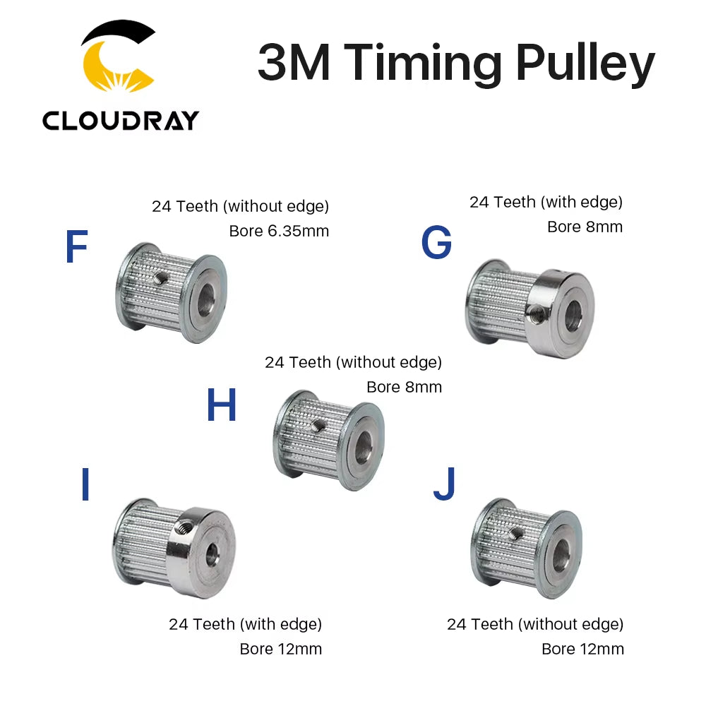 CO2 Laser Metal Parts Synchronous HTD 3M Gear Pulley 6.35/8/12Mm for DIY CO2 Laser Engraving Cutting Machine
