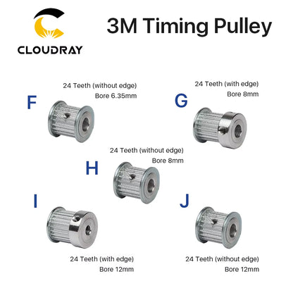 CO2 Laser Metal Parts Synchronous HTD 3M Gear Pulley 6.35/8/12Mm for DIY CO2 Laser Engraving Cutting Machine