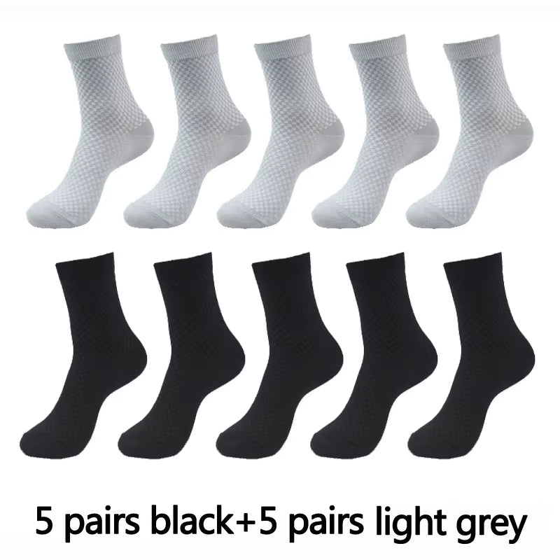 10 Pairs High Quality Bamboo Fiber Men'S Socks Business Breathable Deodorant Compression Socks Men Long Big Size EUR 38-46