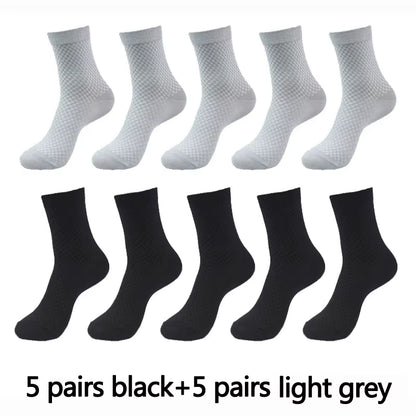 10 Pairs High Quality Bamboo Fiber Men'S Socks Business Breathable Deodorant Compression Socks Men Long Big Size EUR 38-46