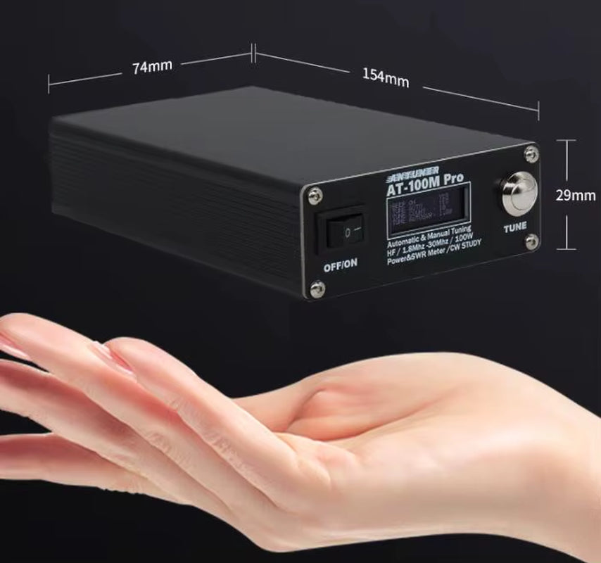 ANTUNER AT-100M Pro 100W 1.8Mhz-30Mhz ATU-100 ATU-100M QRP Antenna Tuner Morse Code SWR Meter Power Meter for HF Radio