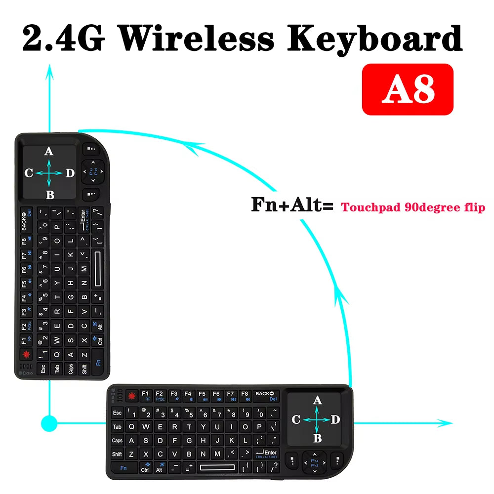 Wireless Keyboard 2.4G RF Klawiatura 3 In1 Handheld with Touchpad Mouse for PC Notebook Smart TV Box Клавиатура Беспроводня
