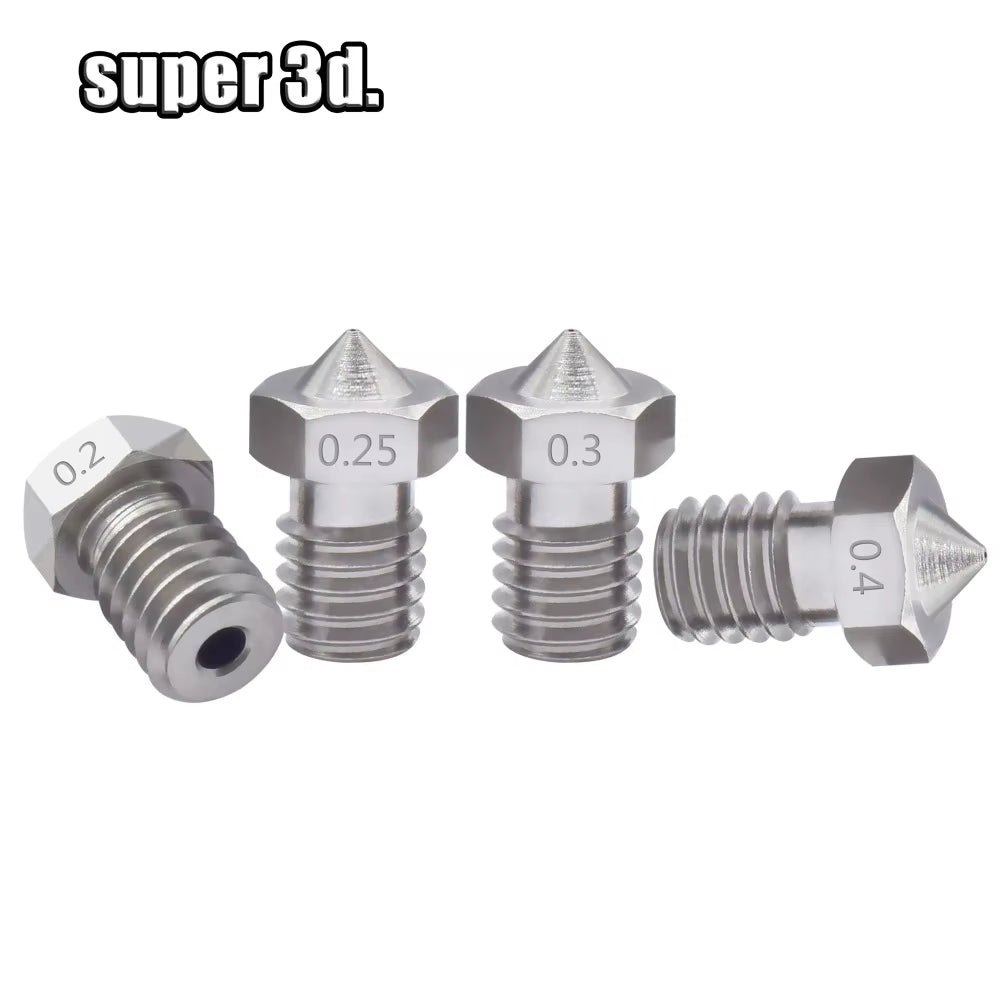2Pcs V5 V6 Stainless Steel Nozzle 0.2/0.3/0.4/0.5/0.6/0.8Mm M6 Thread Nozzle for 3D Printer 1.75MM Extruder Hotend
