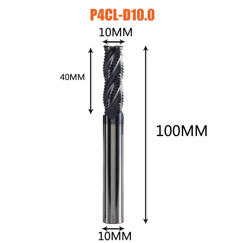 Solid Carbide Roughing End Mill 4 Flute CNC Milling Cutter Bits Router Bit for 50 Hrc Metal Roughing Machining 6Mm to 20Mm