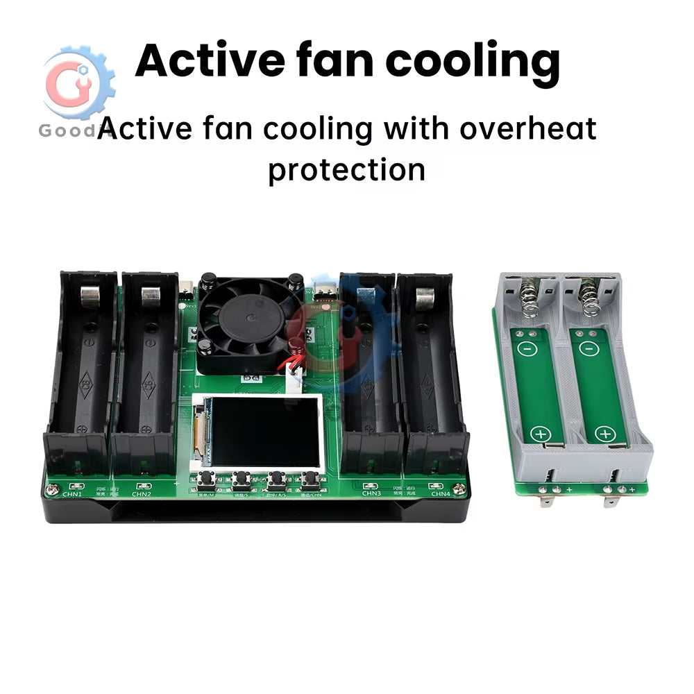 18650 21700 Type-C 4Channel Battery Capacity Tester LCD Display Mah Lithium Digital Battery Detection Module for Battery Testing