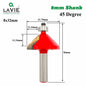 LAVIE 1Pc 8Mm Shank 45 Degree Chamfer Edge Forming Router Bit Bevel Flush Trim Bit Woodworking Milling Cutter Bits MC02021