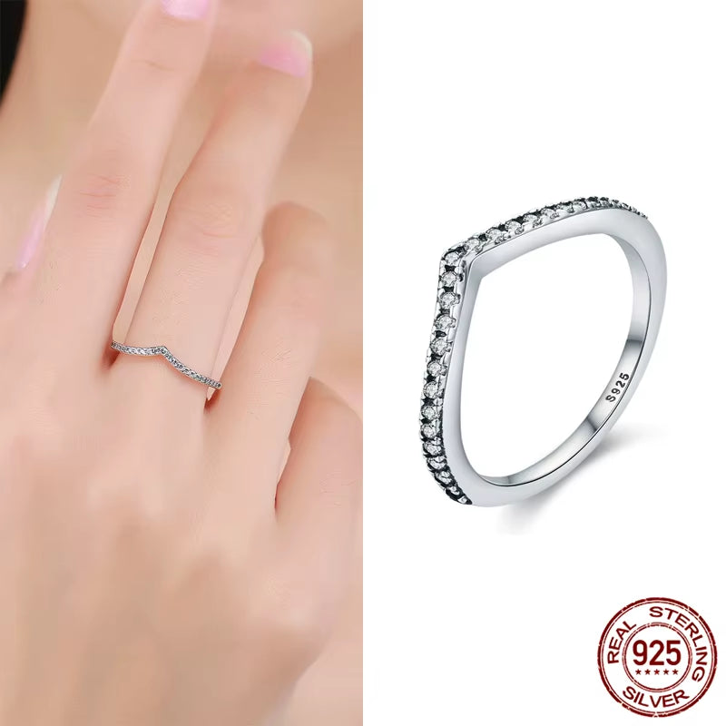 Hot Sale 100% 925 Sterling Silver Styles Stackable Ring Party Finger Wedding Rings for Women Original Fashion Jewelry Gift