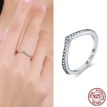 Hot Sale 100% 925 Sterling Silver Styles Stackable Ring Party Finger Wedding Rings for Women Original Fashion Jewelry Gift