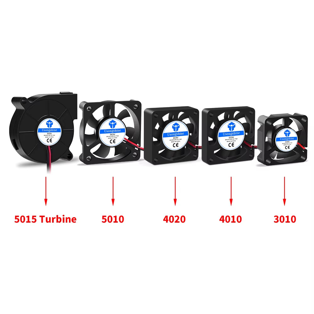 5015/5010/4020/4010/3010 5V/12V/24V Cooling Turbo Fan Brushless 2Pin for 3D Printer Extruder DC Cooler Blower Part Plastic Fans