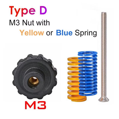 4PCS M3/M4 Screws Nuts Heat Bed Leveling Spring Knob Parts 3D Printers Print Platform Calibration Accessories