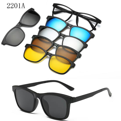6 in 1 Changed Lens 5 Lenes Magnet Sunglasses Mirrored Sunglasses Glasses Men Polarization Custom Prescription