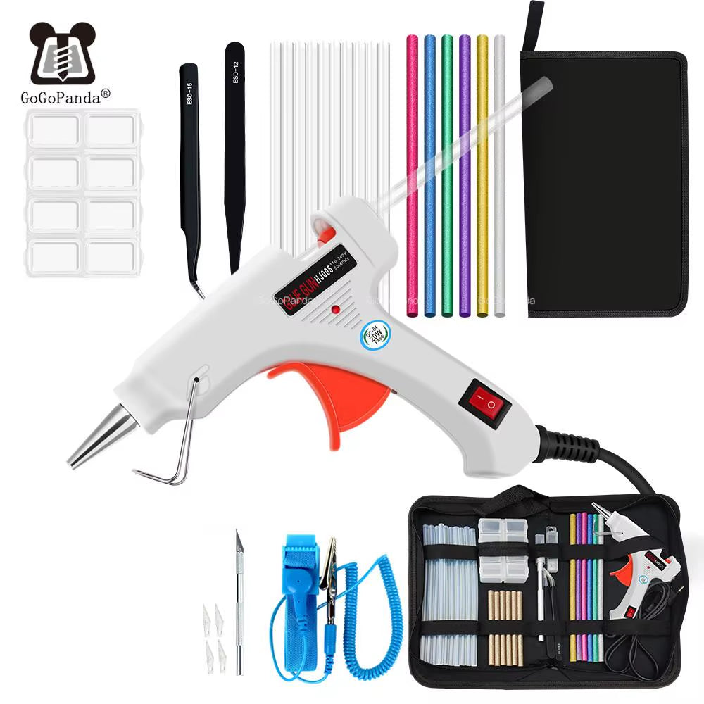 Free Shipping 6 in 1 Glue Gun Set Electric Heat Hot Melt Crafts Repair Tool Professional DIY 110-240V 20W with Sticks Gift