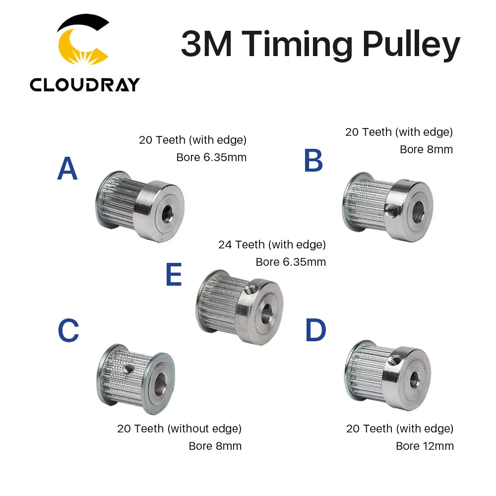 CO2 Laser Metal Parts Synchronous HTD 3M Gear Pulley 6.35/8/12Mm for DIY CO2 Laser Engraving Cutting Machine