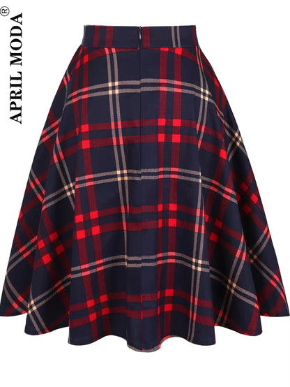 Women'S Runway Cotton Retro Vintage Skirt Black Faldas High Waist a Line Rockabilly Jupe 50S Swing Umbrella Skirts Pin up Skater