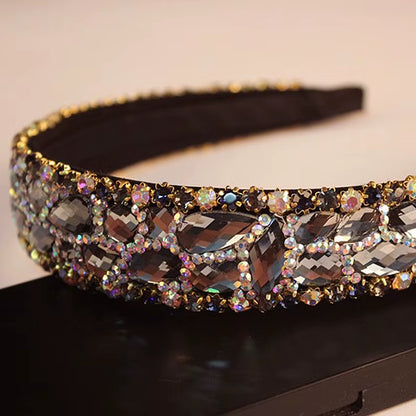 Handmade Black and Gray Luxury Crystal Stone Bridal Headbands Rhinestone Wedding Hairbands for Women Fashion Hair Accessories