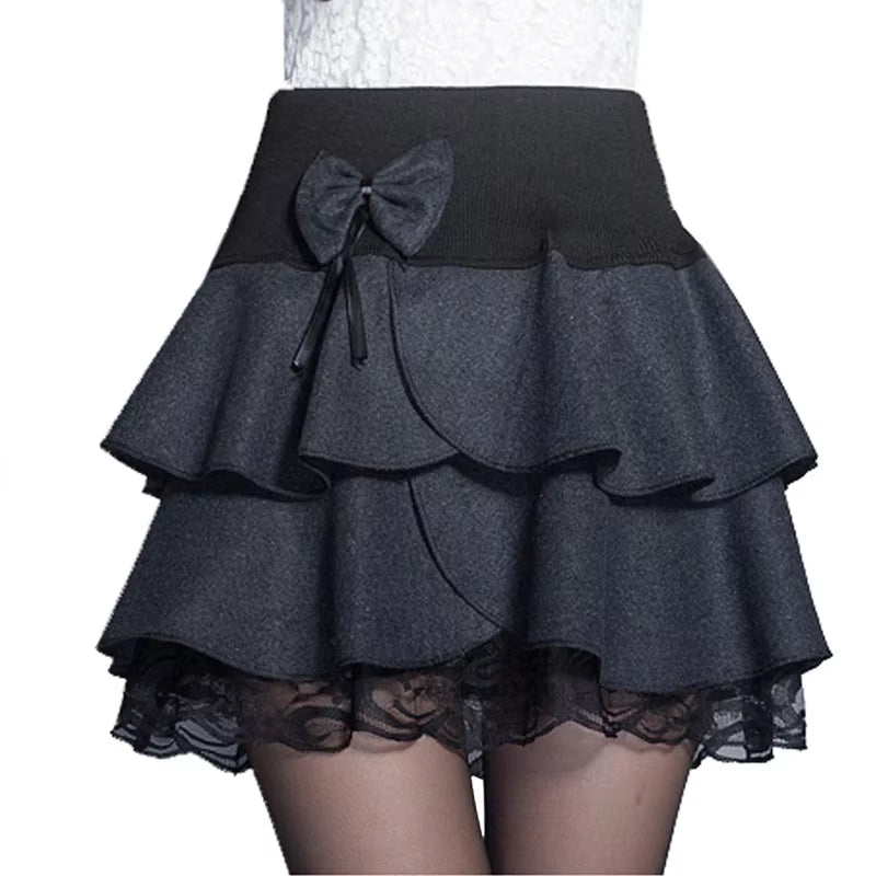 2024 Elasticity Summer Skirt Women Sweet Floral Bowknot Mini Tutu Woman Skirts Shorts Lace Jupe Femme Office Skirts