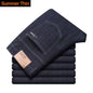 Classic Style Men Brand Jeans Business Casual Stretch Slim Denim Pants Light Blue Black Trousers Male