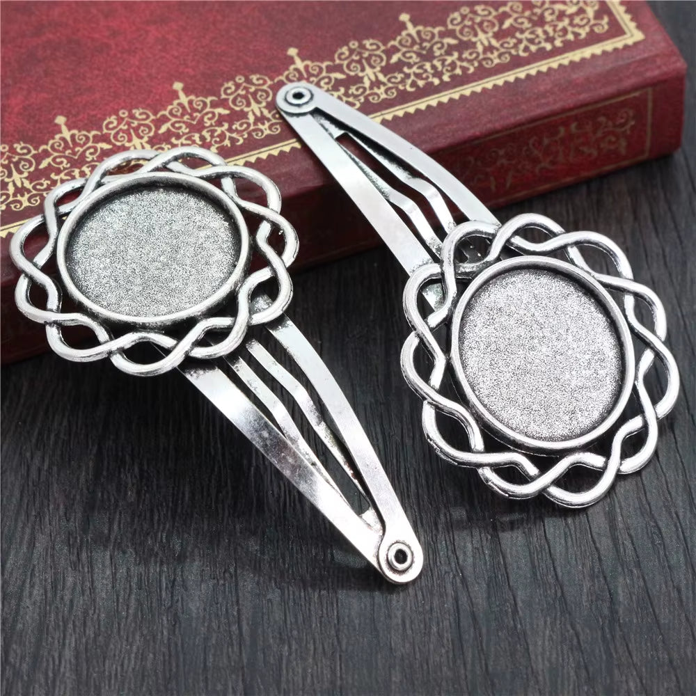 14 16Mm 18Mm 20Mm round Oval 18X25Mm Antique Silver Plated Bronze Copper Material Hairpin Hair Clips Base Setting Cabochon Cameo