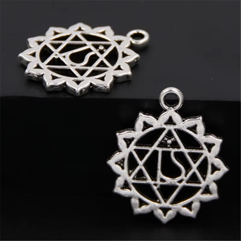 21Pcs Silver Color 7 Chakra Charms Mandala Pendant Yoga OM Buddhist Metal for Jewelry Making Supplies