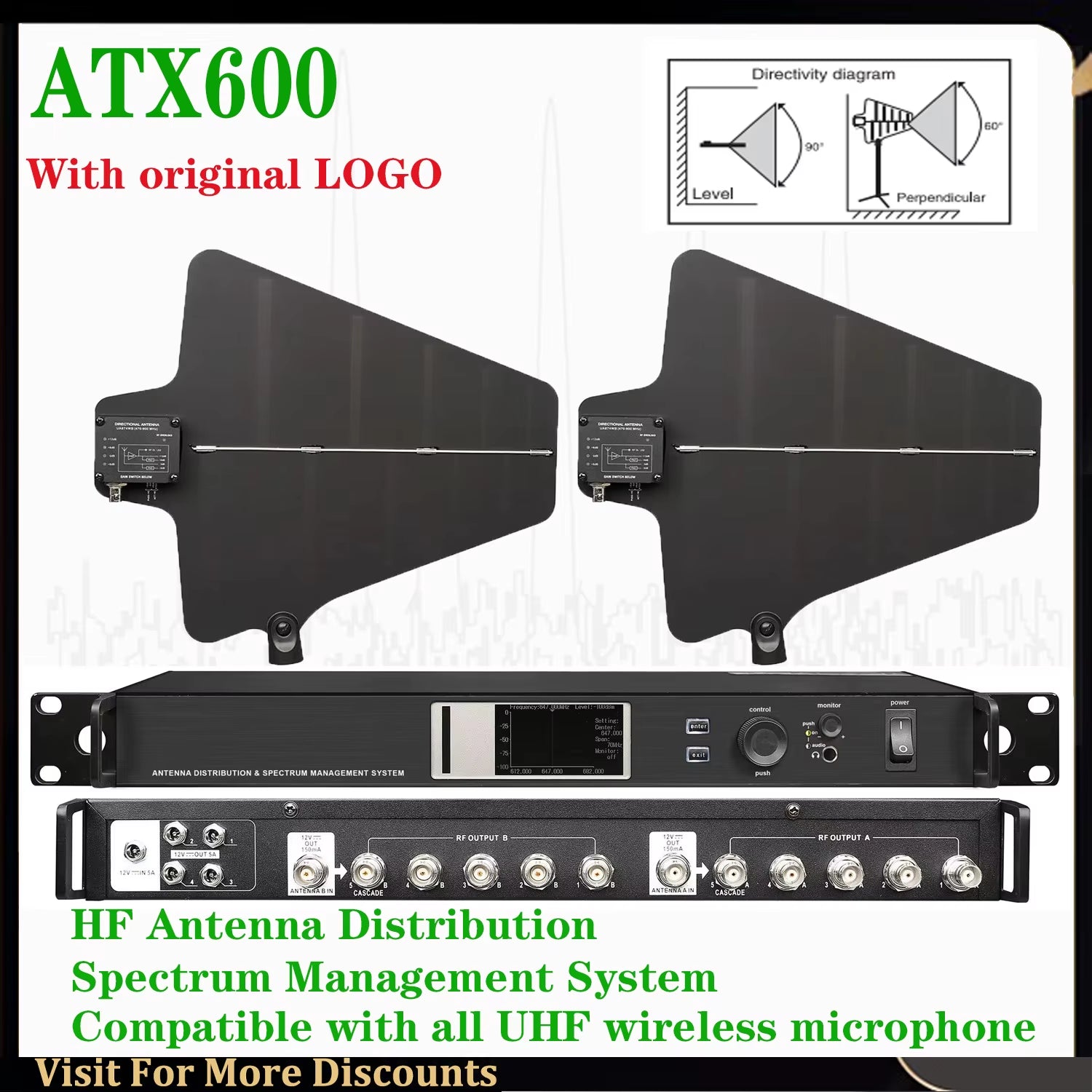 AXT600 UA874 Antenna Distribution System with Spectrum Managementrf Signal Splitter for Wireless Mic Signal Booster AMP
