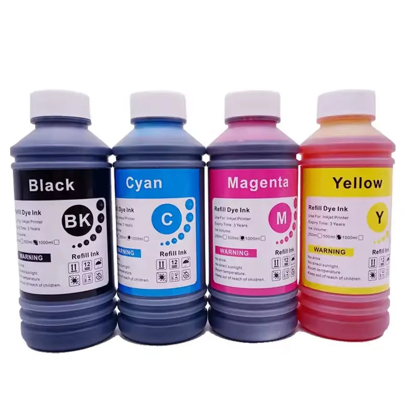 500ML Universal BK C M Y Refill Dye Based Ink Large Capacity Use for  Canon HP Brother Lexmark Samsung Dell Inkjet Printer