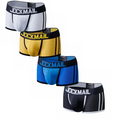 Brand Men Mesh Underwear Boxers Calzoncillos Hombre Gay Sleepwear Cueca Boxer Breathable Crotch Male Panties Shorts