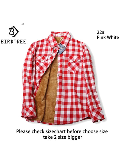 Velvet Thick Warm Women'S Plaid Shirt Female Long Sleeve Tops M-5XL Winter Fleece Casual Check Blouse Autumn Clothes T77710A