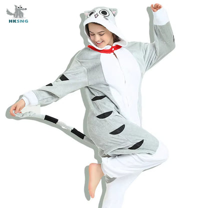 Blue Stitch Kigurumi Animal Adults Cat Bear Shark Onesies Pajama Raccoon Costumes Dragon Jumpsuit Christmas