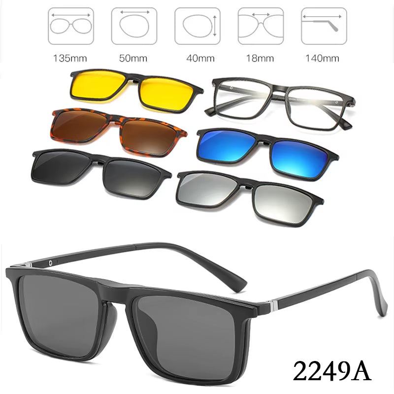 6 in 1 Changed Lens 5 Lenes Magnet Sunglasses Mirrored Sunglasses Glasses Men Polarization Custom Prescription