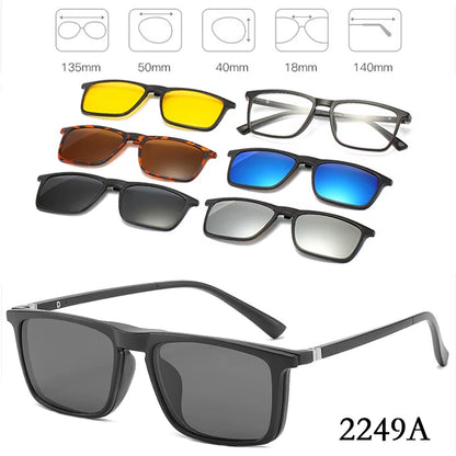 6 in 1 Changed Lens 5 Lenes Magnet Sunglasses Mirrored Sunglasses Glasses Men Polarization Custom Prescription