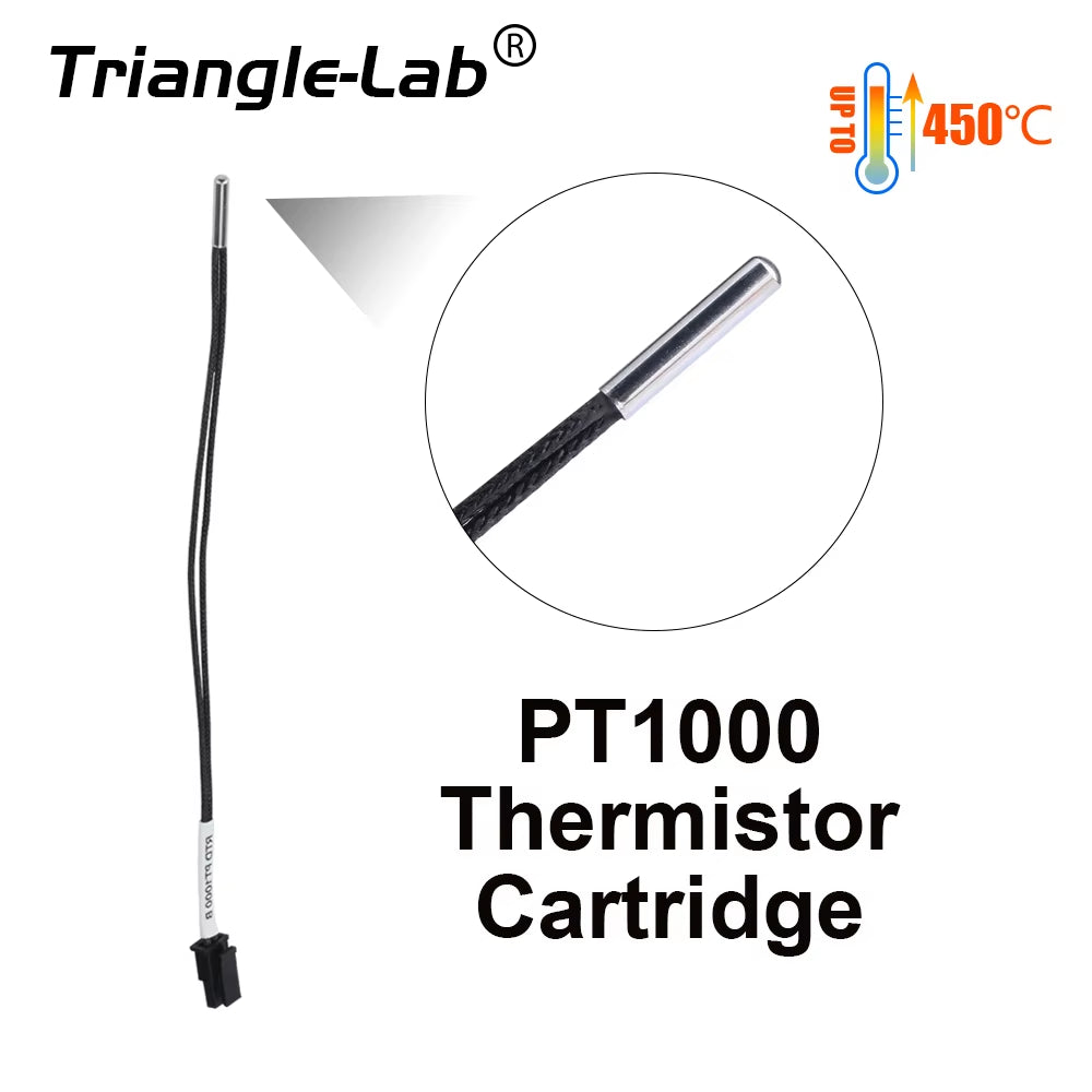 PT1000 Thermistor Cartridge for 3D Printer Volcano/ V6 Heater Block UPTO 450C PEEK PEI PT100 Printing